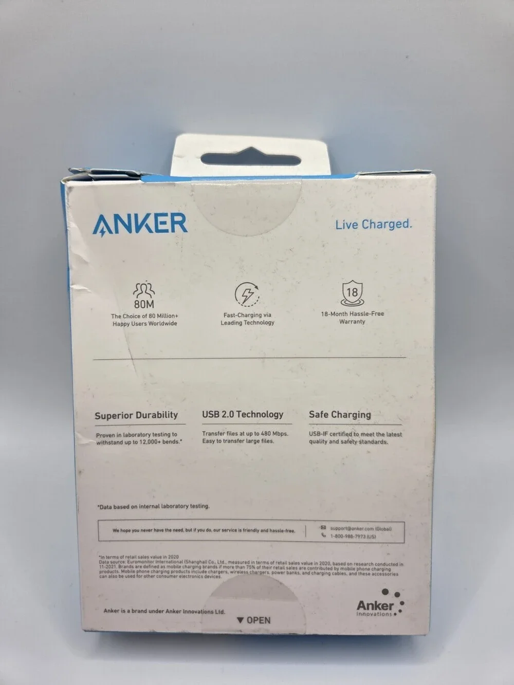 Anker 322 USB-A To USB-C Cable 10ft Braided NEW